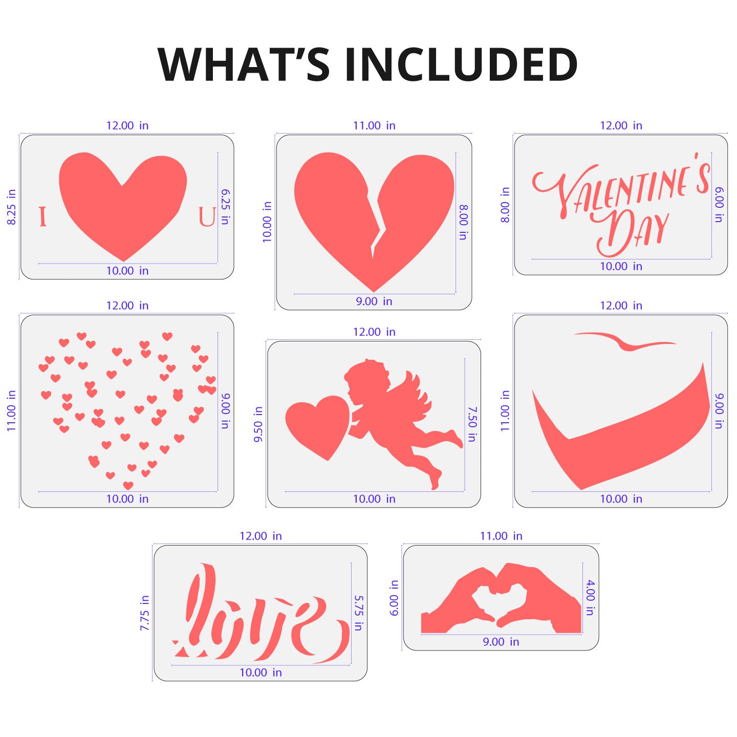 Valentine's Day Heart Symbols Stencil Set